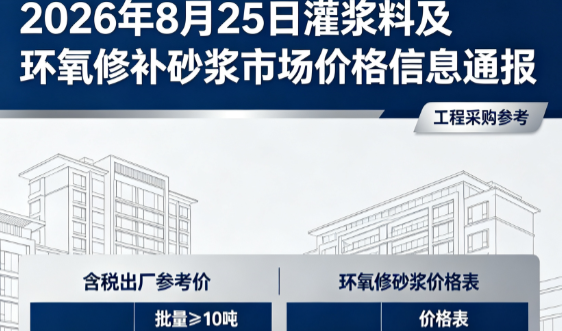 商州2026年8月25日灌浆料及环氧修补砂浆市场价格信息通报